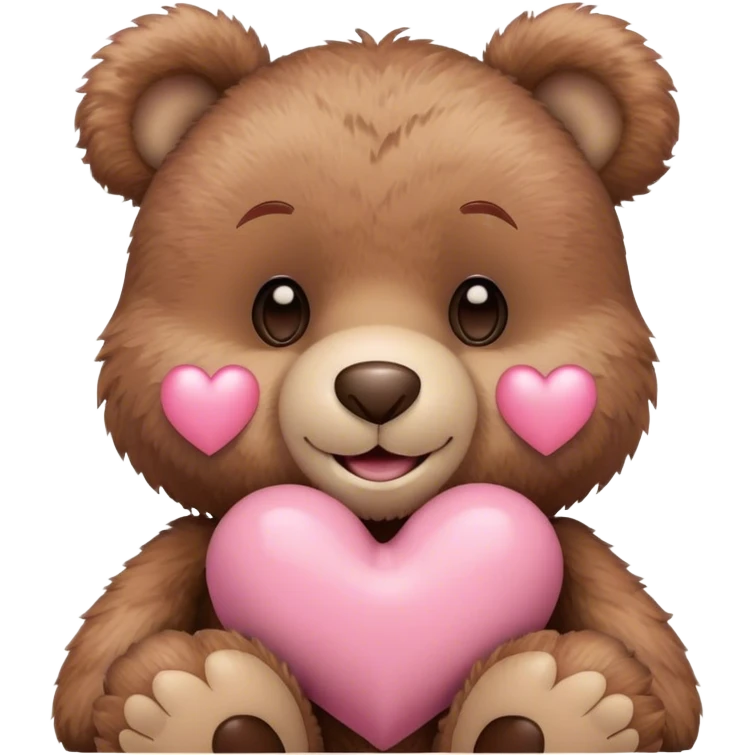 pink heart and happy teddy bear emoji