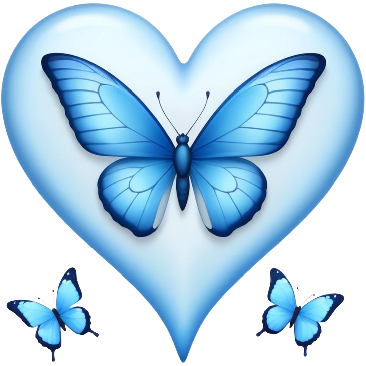 white heart with blue butterflies emoji