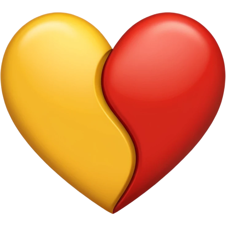 Yarısı Sarı yarısı kırmızı kalp emoji