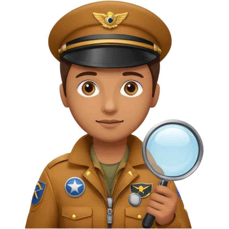 pilot holding a magnifying glass emoji