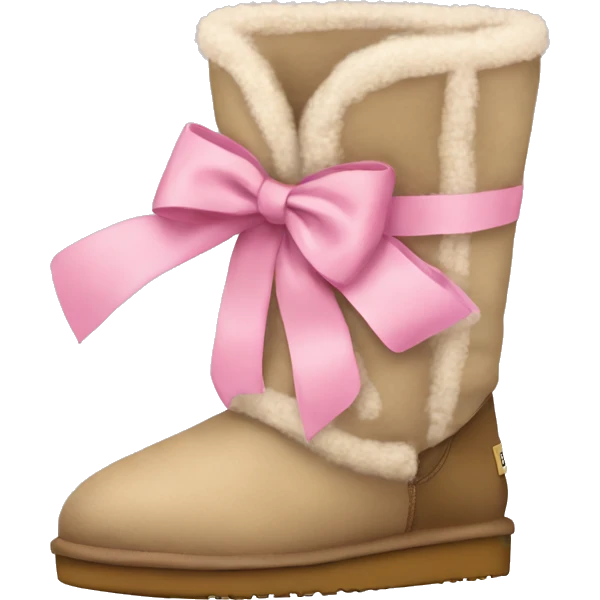 Beige uggs with pink bowd emoji