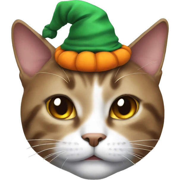 a cat wearing a pumpkin hat emoji
