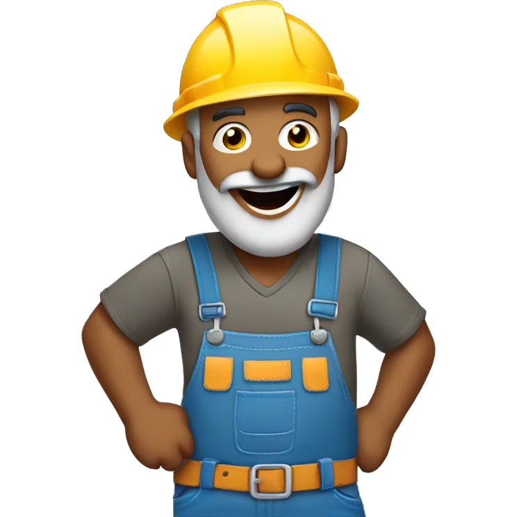 Construction worker super happy and dancing.    Hispanic with a grayish beard emoji