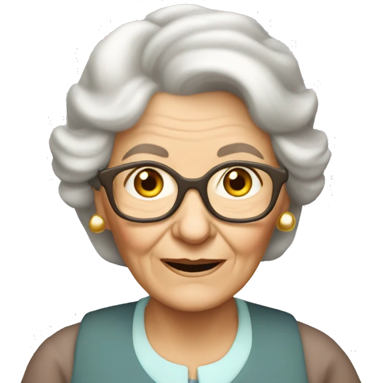 old white grandmother blogger with iPhone emoji