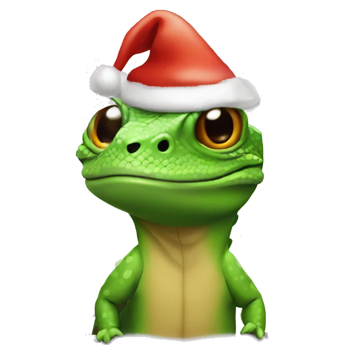 Lizard with a Christmas hat emoji
