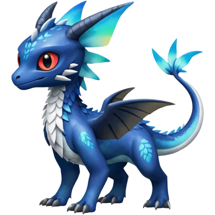 Shiny Blue Colorful Toothless-Trico-Silvally-Fakémon-hybrid-creature (full body)  emoji