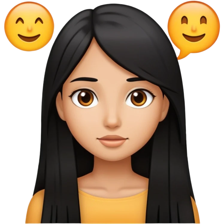 Chica pelinegra de pelo largo lacio un poco morena  emoji