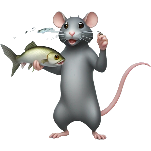 Rat catching a fish  emoji