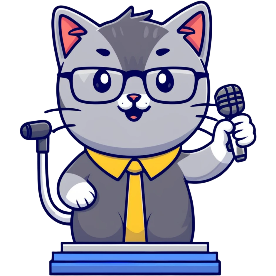 A really smart cat hosting a trivia session emoji