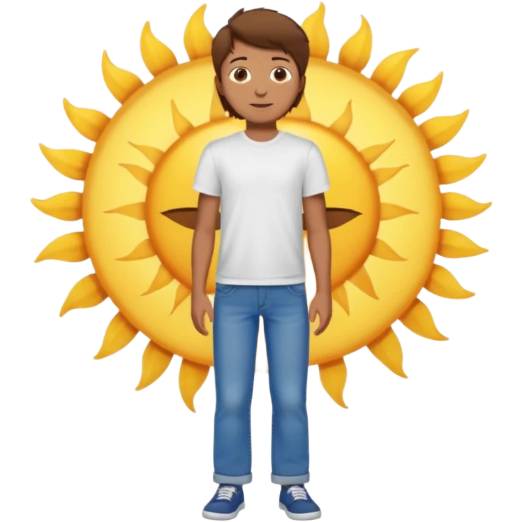Make in Apple style a boy with brown hair stay in latoo emoji
