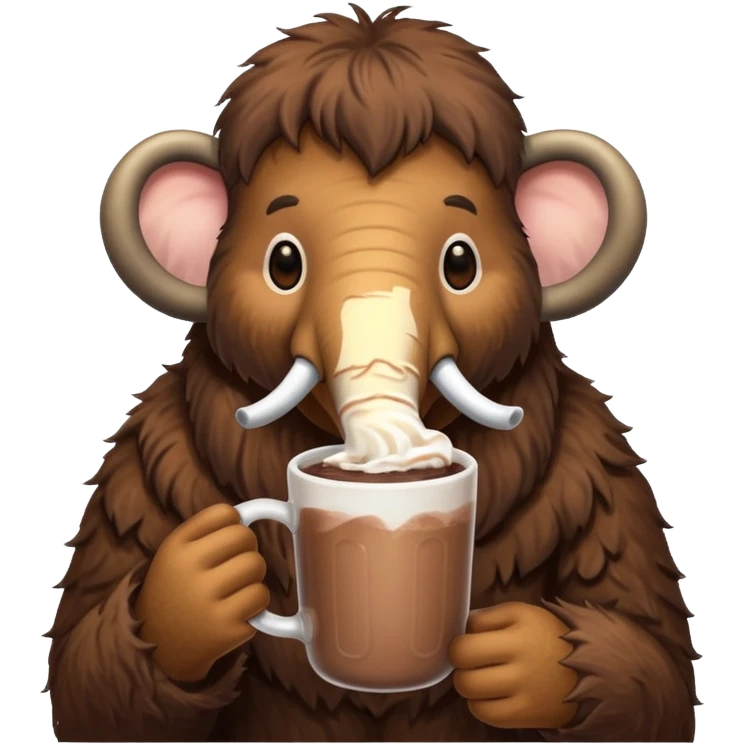 A mammoth who drinks a hot chocolate emoji