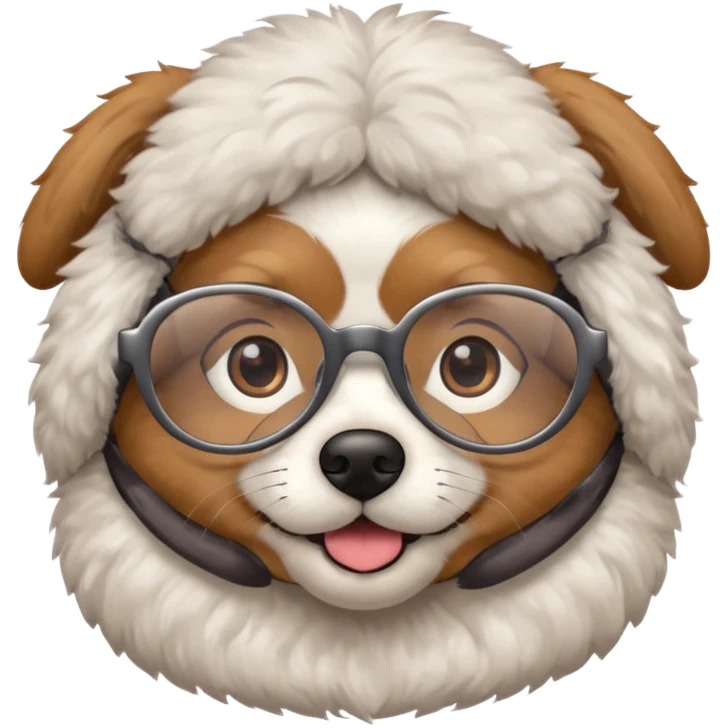 dog wearing grany emoji