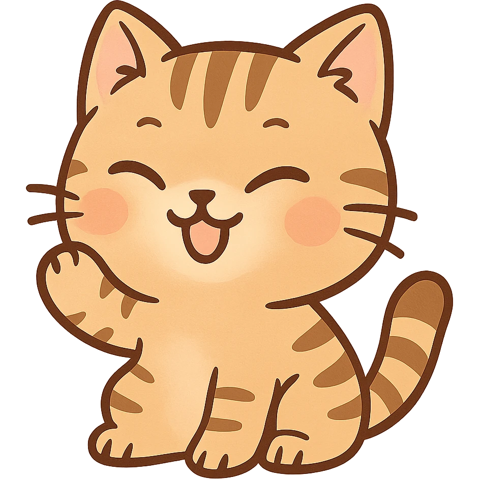 A tabby cat, used as a WhatsApp expression, cute, cute, no background, only the cat emoji