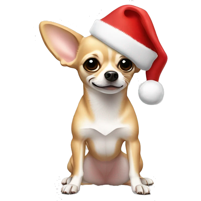 Chihuahua wearing Christmas hat￼ emoji