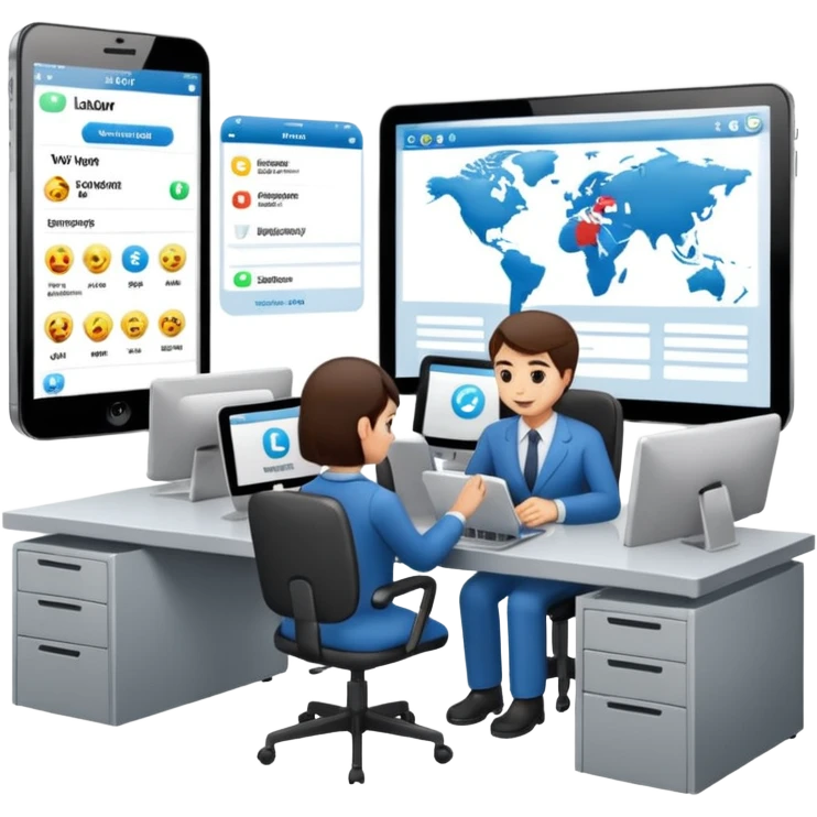 Digital Labour and an example of Agents at work in a workplace setting. emoji