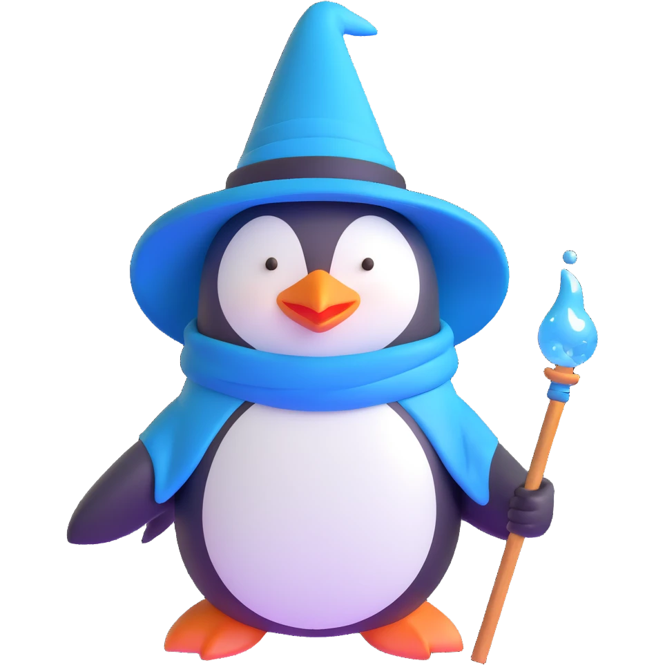 penguin wizard with ice magic powers emoji
