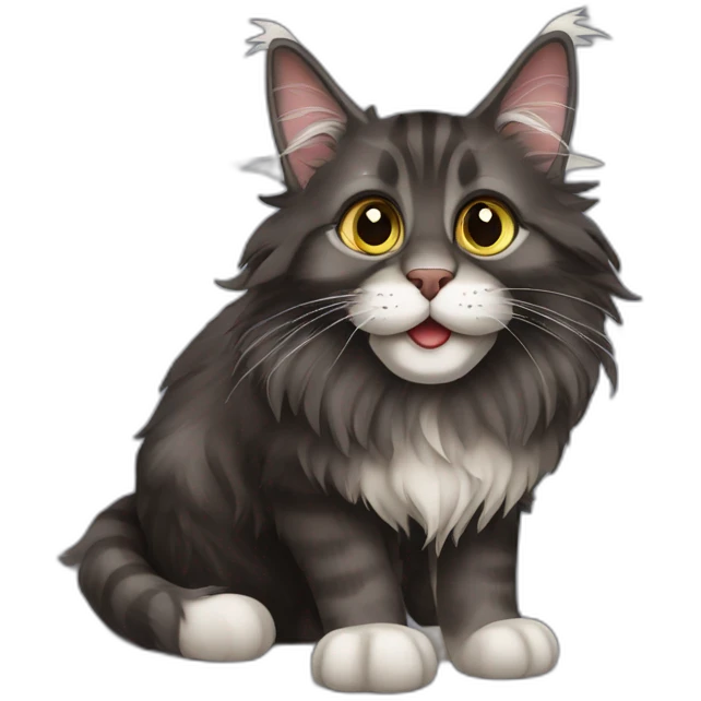 Maine coon dark cat emoji