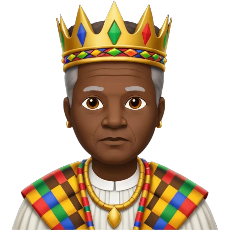 Create an emoji of an old African king wearing kente cloth and white shirt emoji