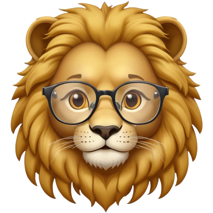 The wise lion with glasses emoji