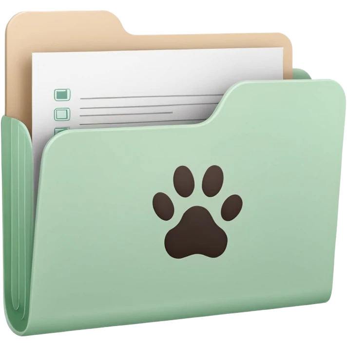 a pastel green folder of documents with a pawprint on it emoji