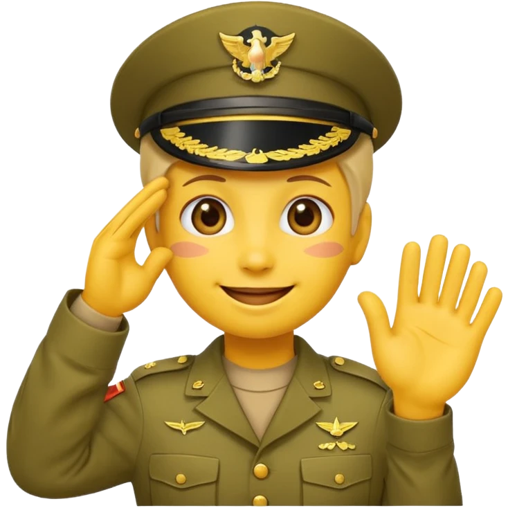 Eine salutierenden Emoji (Hautfarbe: gelb ) in Armee Klamotten männlich salutierend salutierend  emoji