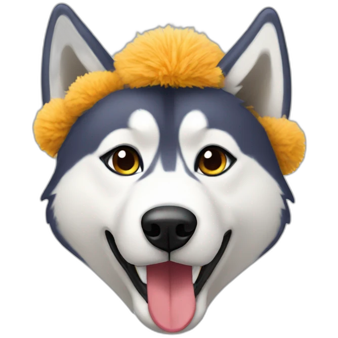 Husky wearing a pompom hat emoji