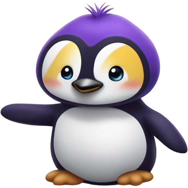pinguin umarmt teddybären mit 💜 emoji