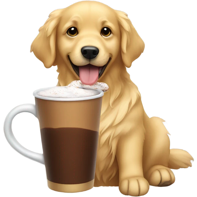 Golden retriever drinking cocoa emoji
