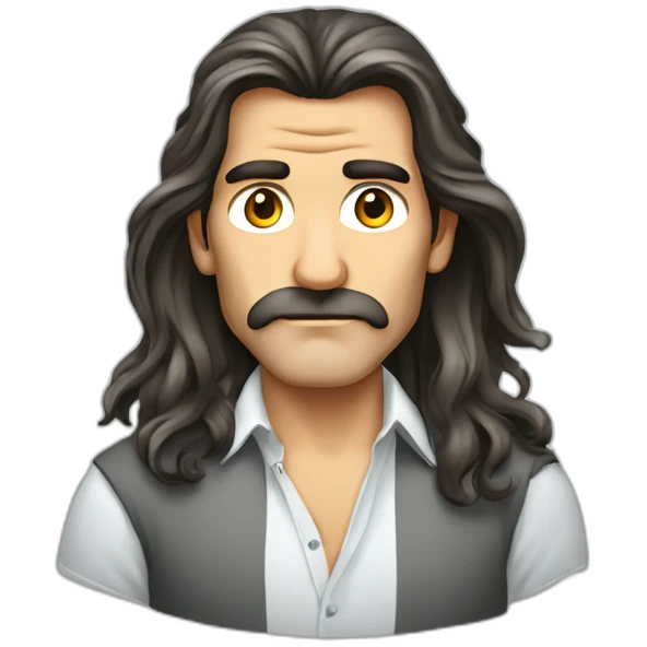 long hair antonio banderas cartoon wearing shirt emoji