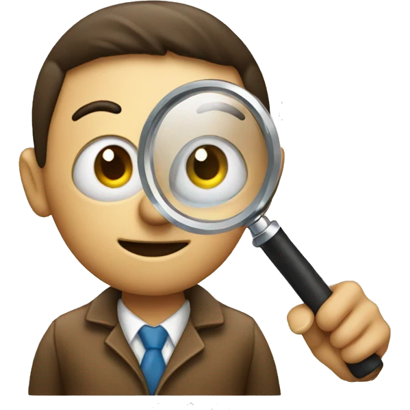 Person with a magnifying glass  on a ant emoji