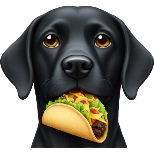 Black lab eating a taco emoji