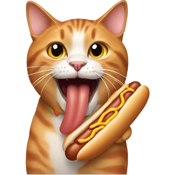Cat eating hot dog emoji