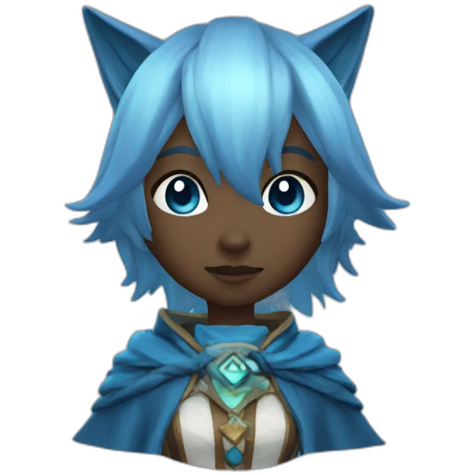 blue female miqo'te summoner emoji