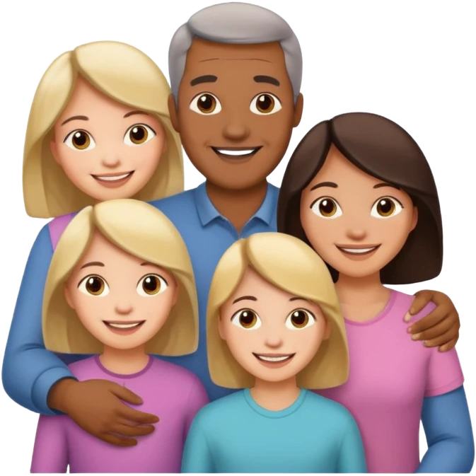 peut tu me cree une image dune famille de 5 papa maman 3 fille enfant emoji