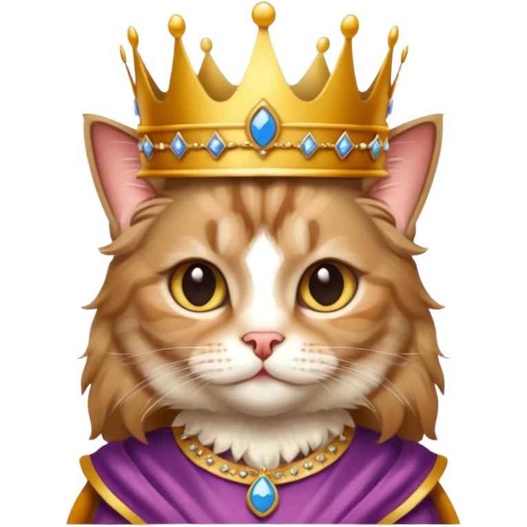 Fluffy tabby maincoon cat dressed like the queen of England emoji