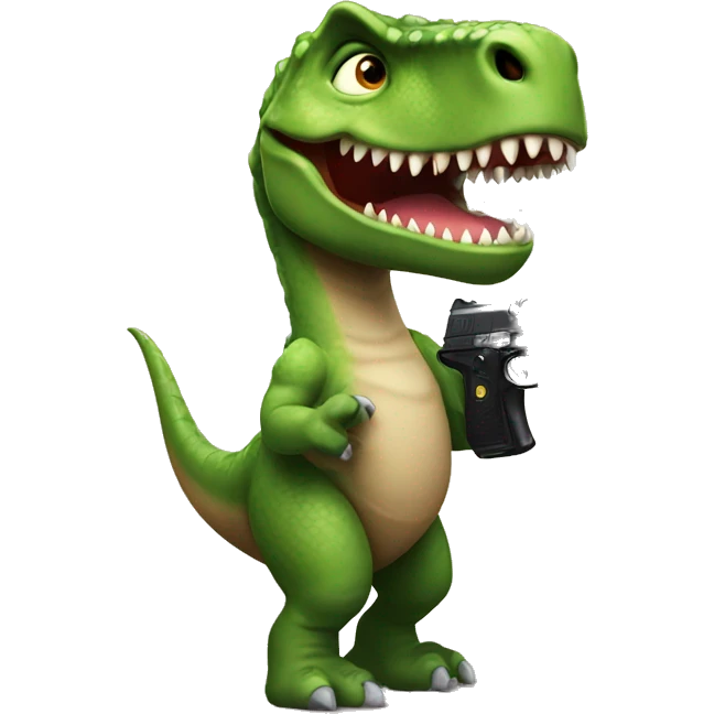Dinosaur with a gun emoji