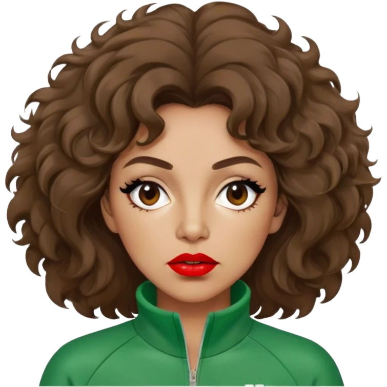 Han Mi-nyeo : Age: Late 60s
Appearance: A middle-aged woman with frizzy, messy brown hair and dramatic red lipstick.
Outfit: Green player tracksuit emoji
