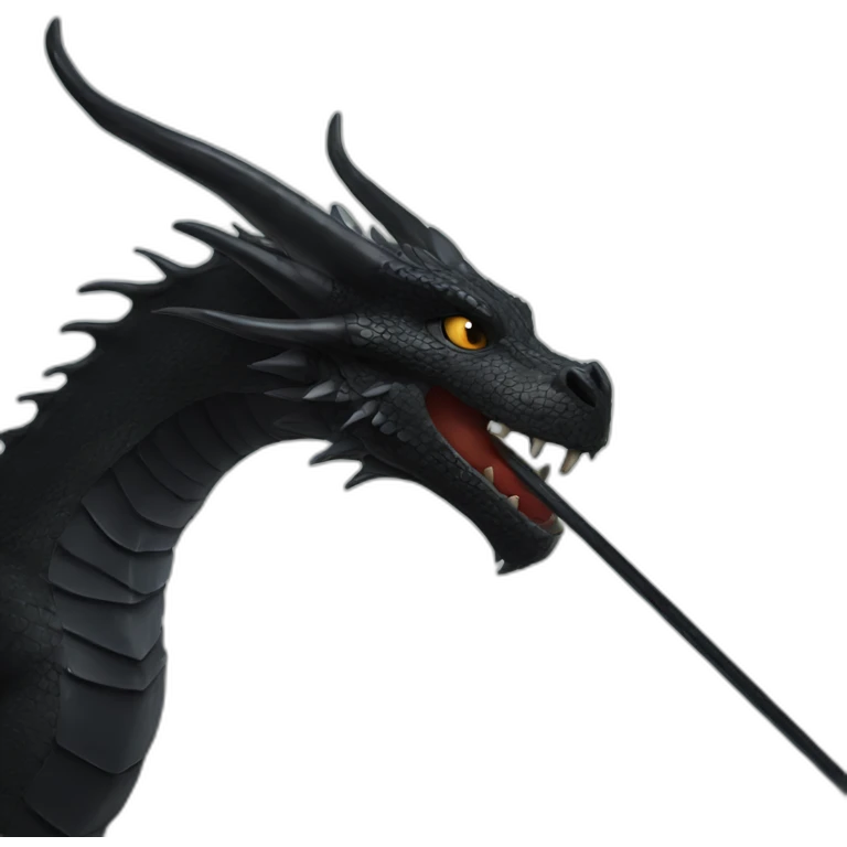 black Dragon with spear, human face emoji