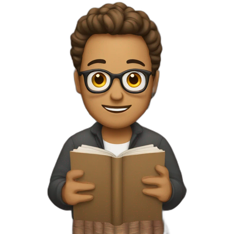 writer with a stack of books emoji