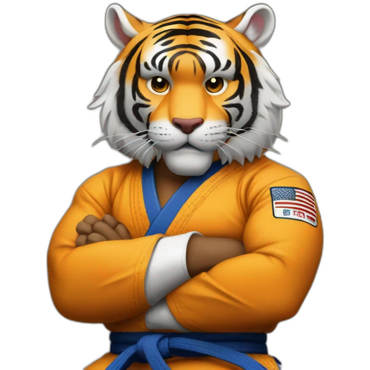 Tiger jiu jitsu with his arms crossed emoji
