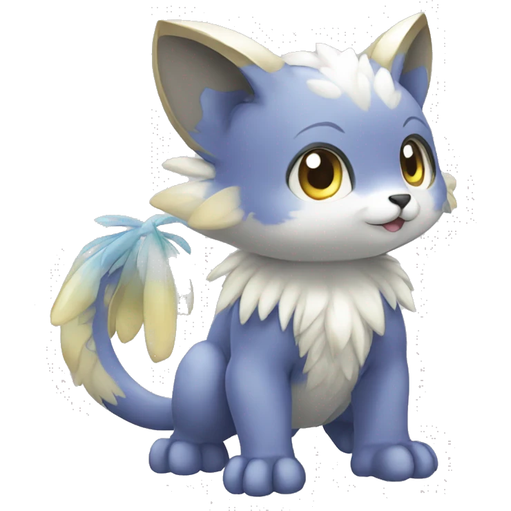Cute cool shiny fantasy animal hybrid Fakemon full body emoji