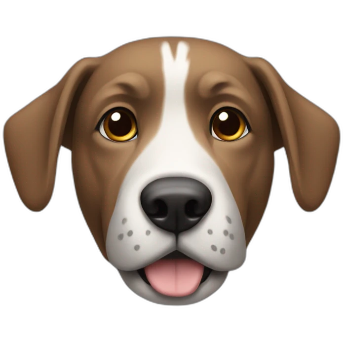 Dog with grey body, brown head, white nose, ears long  emoji