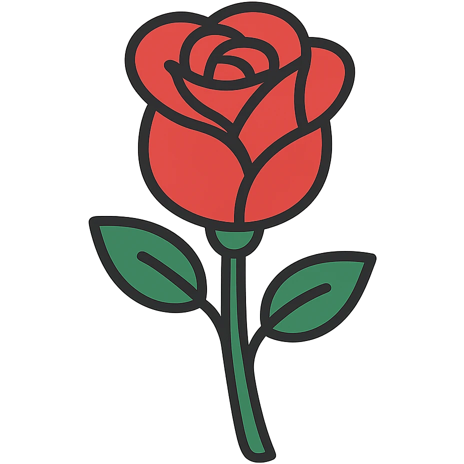 flat toon style rose emoji
