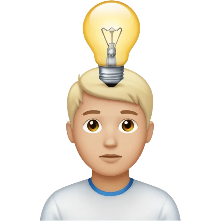 uma pessoa pensando e surge uma boa ideia na lampada emoji