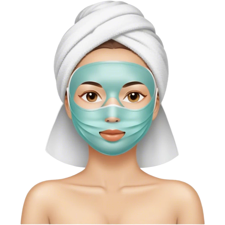Lady with face mask spa beauty full face relaxing emoji