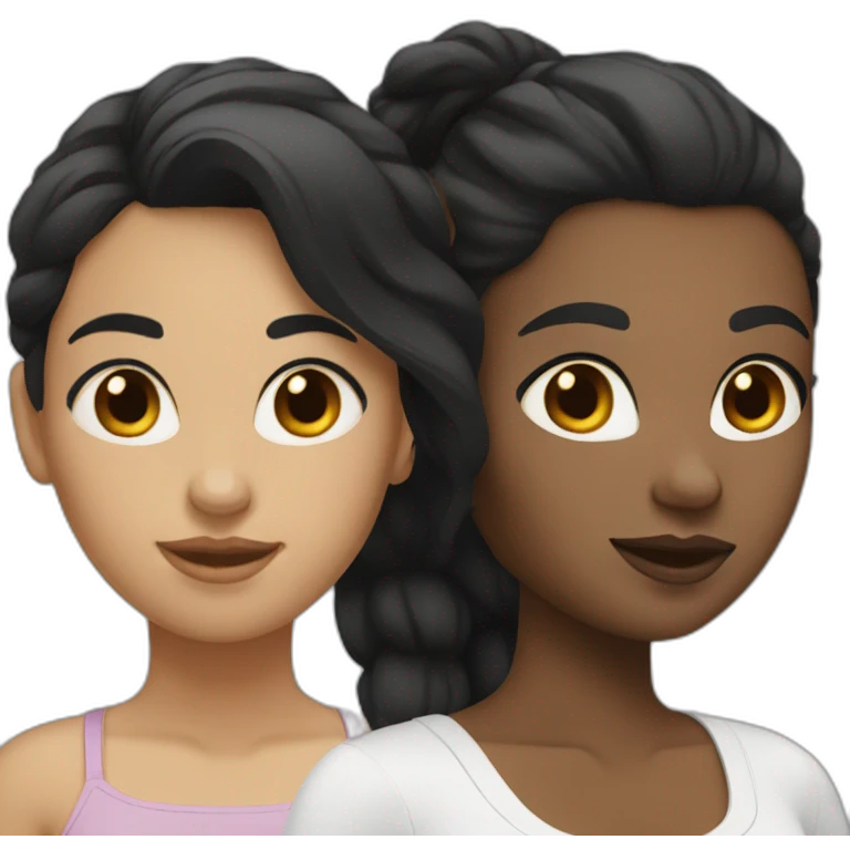 Two black hair white skin women and one blonde woman emoji
