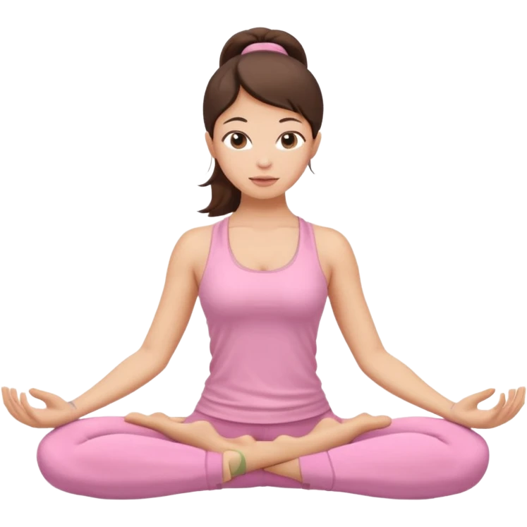 brunette yoga girl light pink clothes n emoji