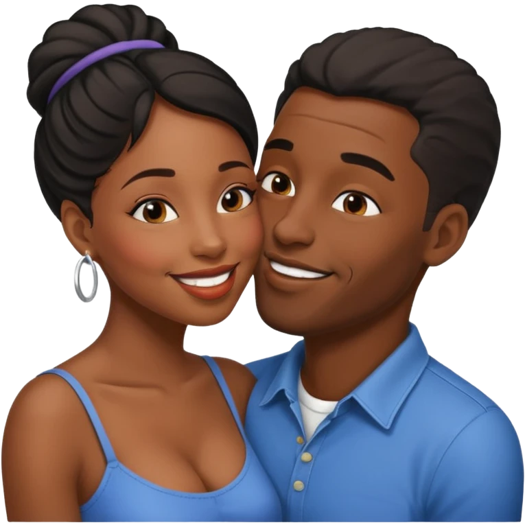 black boyfriend kissing black gril emoji