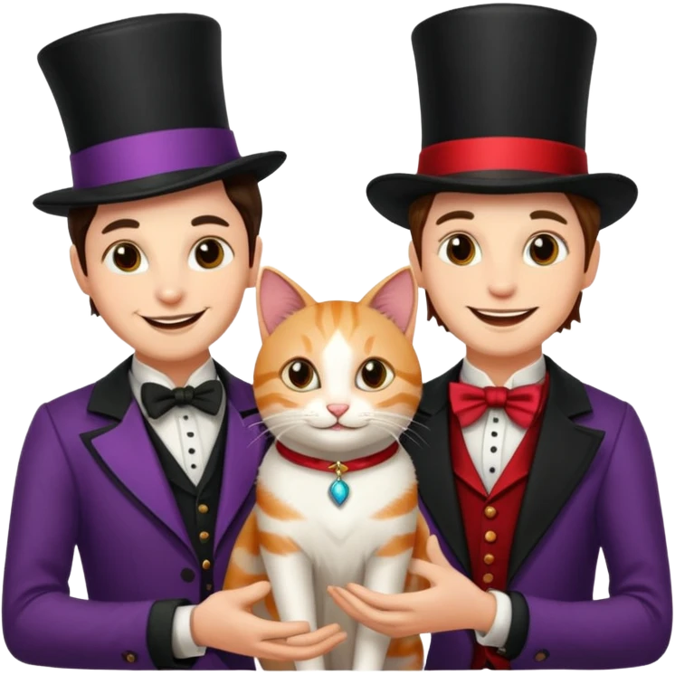magician couple and their pet cat emoji