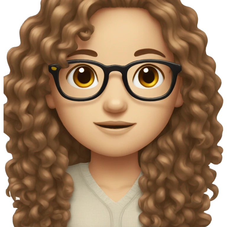 cute white girl with glasses and brown long curly hair emoji